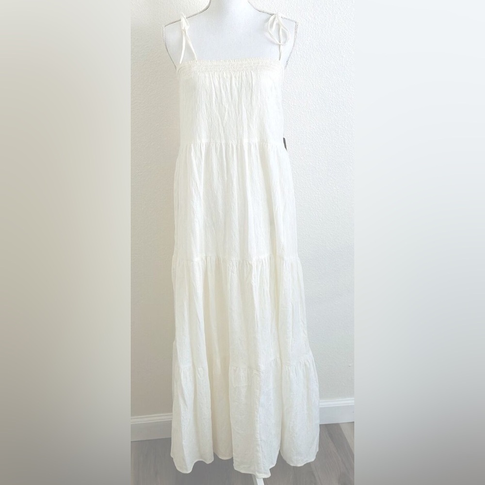 Express Textured Tiered Tie Shoulder Maxi Dress Size XS